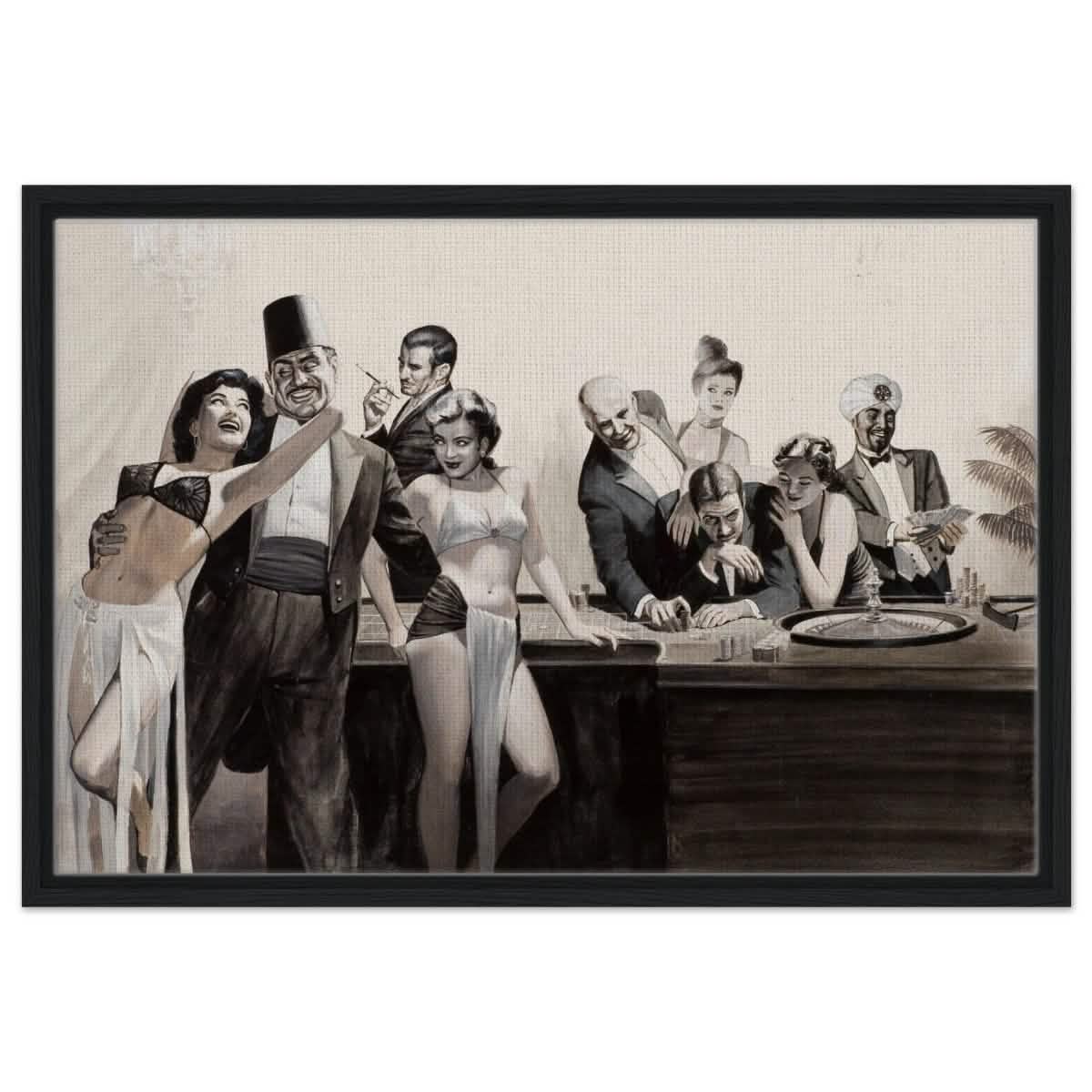 Casino Royale Nights | Vintage Glamour - Framed Canvas - 50x75 cm / 20x30″ - Black frame