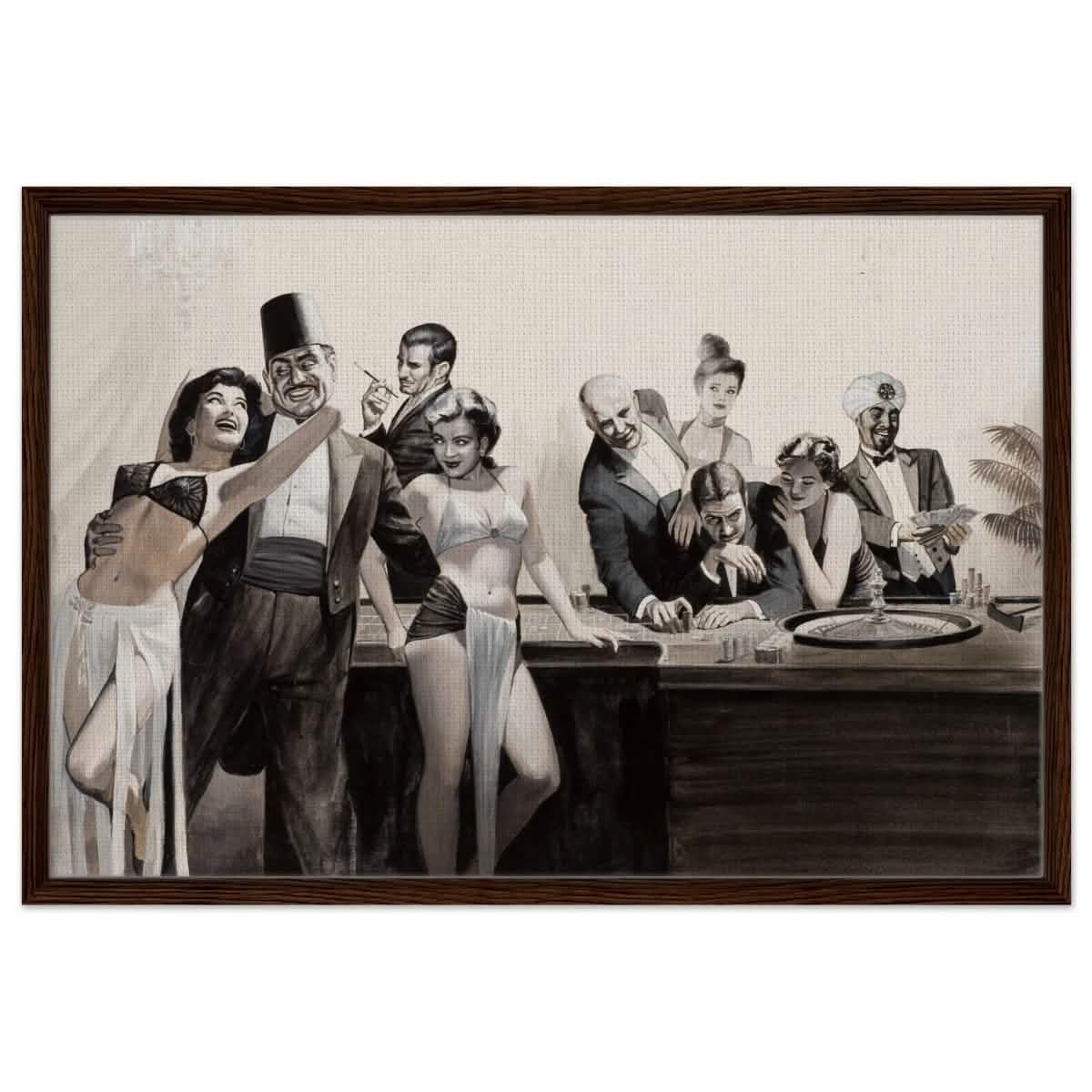 Casino Royale Nights | Vintage Glamour - Framed Canvas - 60x90 cm / 24x36″ - Dark wood frame