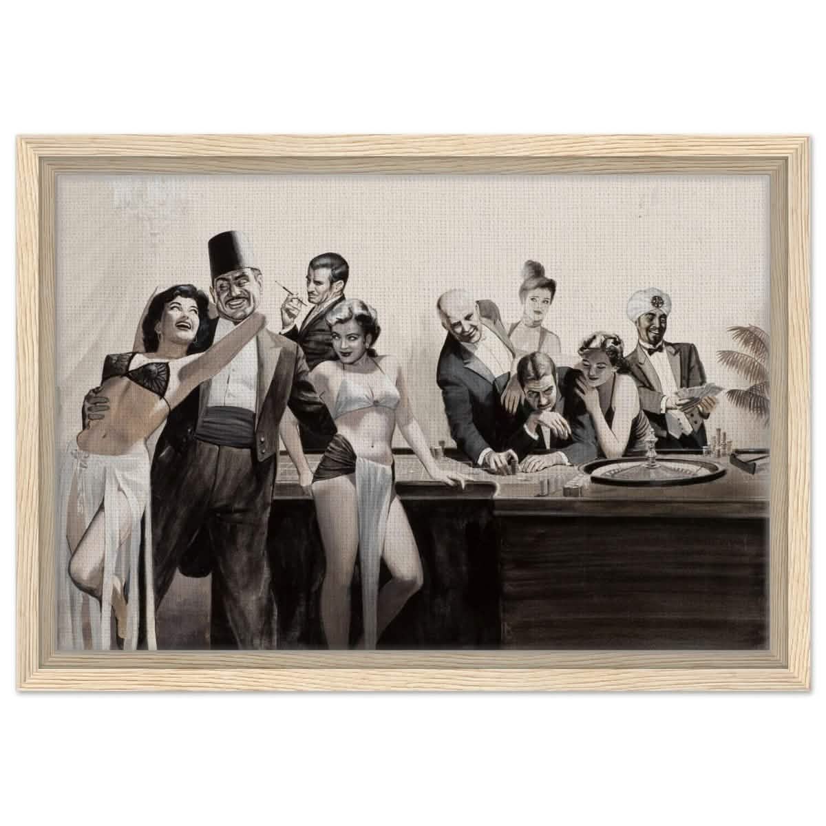 Casino Royale Nights | Vintage Glamour - Framed Canvas - 30x45 cm / 12x18″ - Wood frame