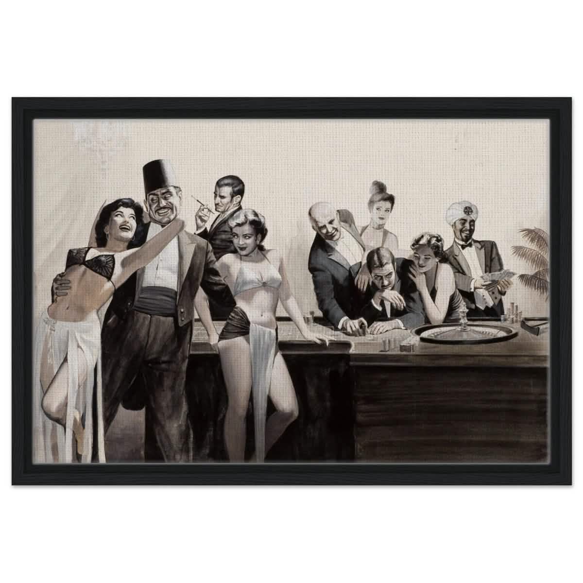 Casino Royale Nights | Vintage Glamour - Framed Canvas - 40x60 cm / 16x24″ - Black frame
