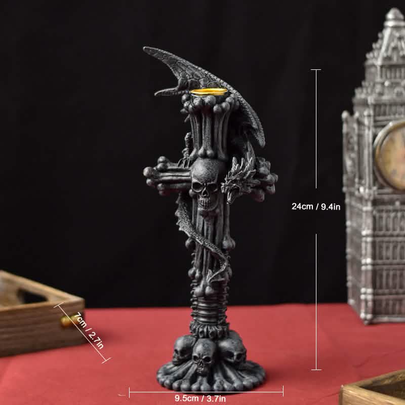 Dragon Candlestick Statue – Gothic Resin Sculpture Ornament for Home & Fantasy Décor