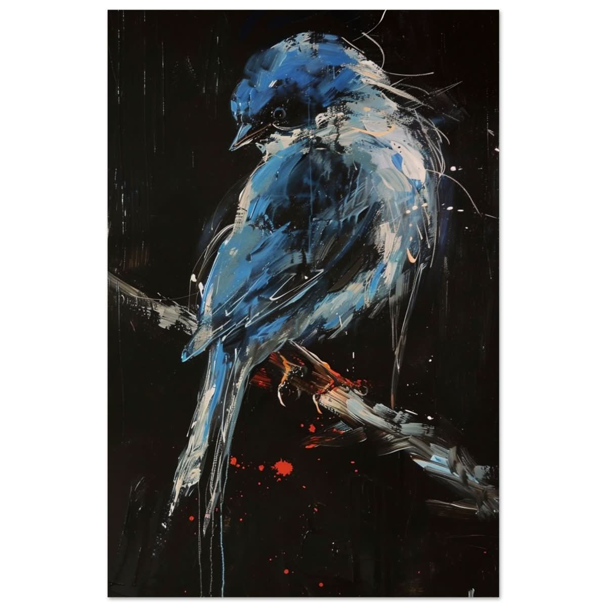 Celestial Bluebird | modern abstract wildlife wall art print - 60x90 cm / 24x36″ - Wood Prints -