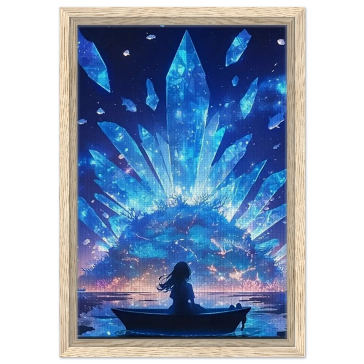 Celestial Reflections – Crystal Dreamscape Art | Wall art print - Framed Canvas - 30x45 cm / 12x18″ - Wood frame