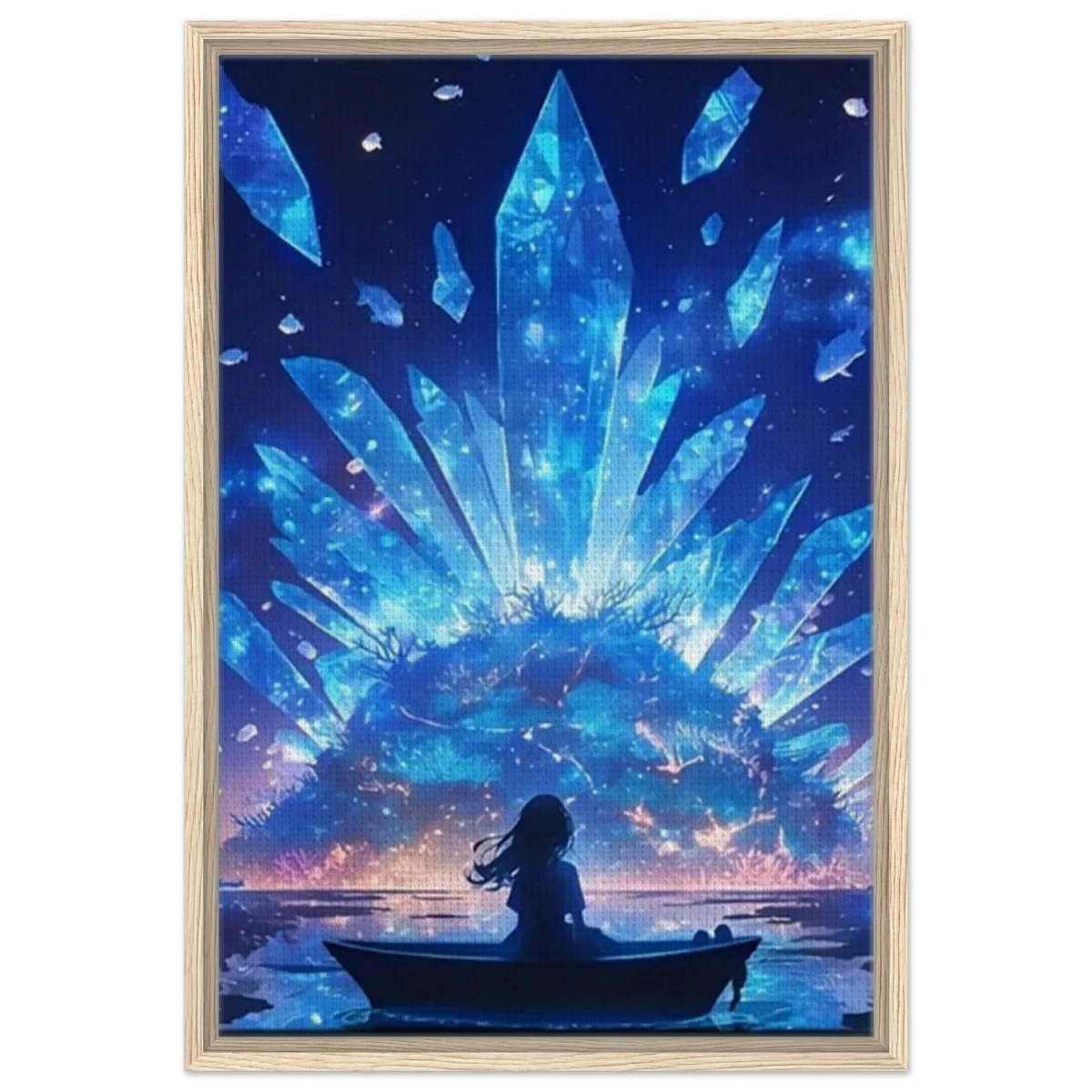 Celestial Reflections – Crystal Dreamscape Art | Wall art print - Framed Canvas - 50x75 cm / 20x30″ - Wood frame