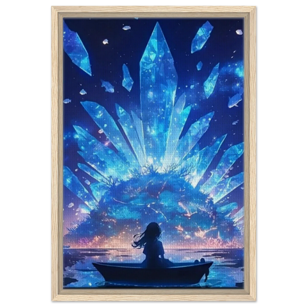 Celestial Reflections – Crystal Dreamscape Art | Wall art print - Framed Canvas - 40x60 cm / 16x24″ - Wood frame