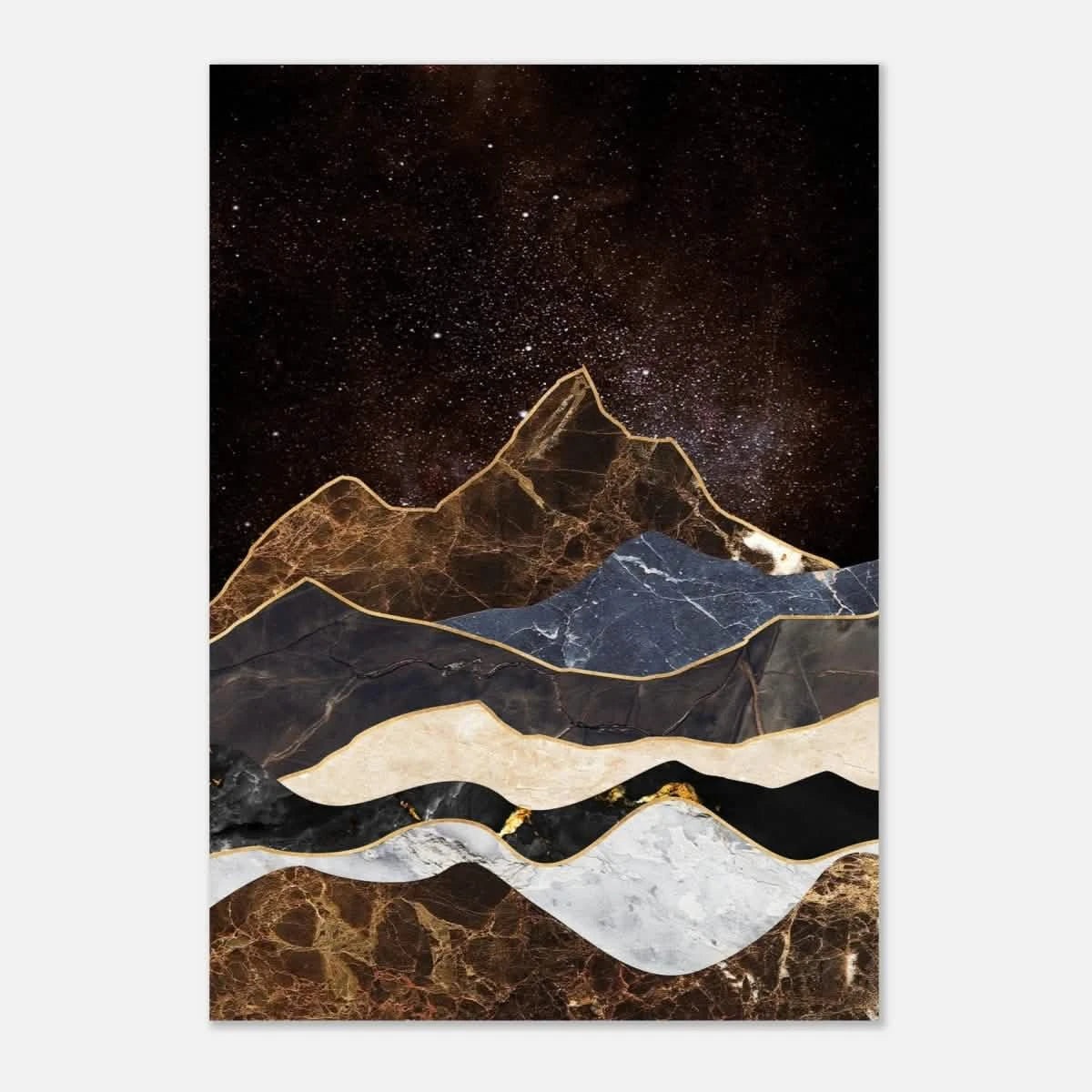 "Celestial Ridges" – Marbled Mountain Majesty | Wall Art Print - Aluminum Print - 70x100 cm / 28x40″ -