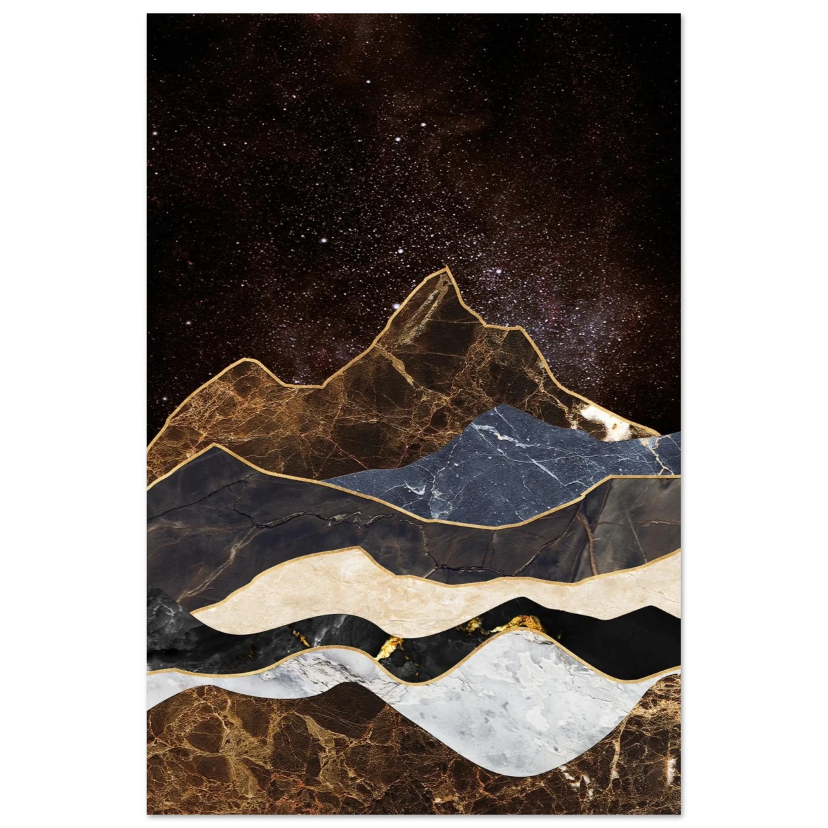 "Celestial Ridges" – Marbled Mountain Majesty | Wall Art Print - Fine Art Poster - 30x45 cm / 12x18″ -