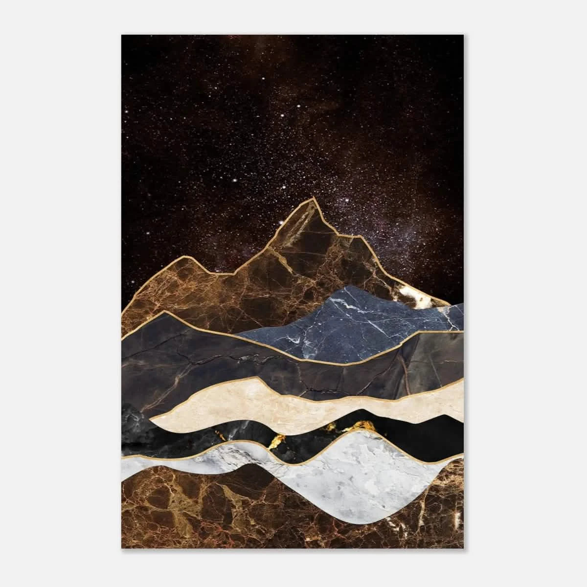 "Celestial Ridges" – Marbled Mountain Majesty | Wall Art Print - Aluminum Print - 60x90 cm / 24x36″ -