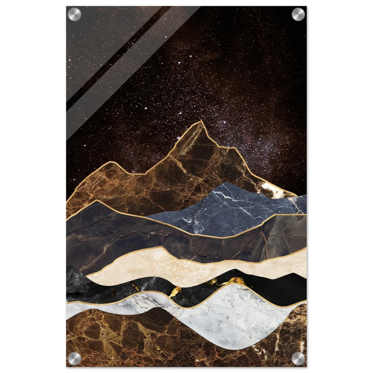 "Celestial Ridges" – Marbled Mountain Majesty | Wall Art Print - Acrylic Print - 40x60 cm / 16x24″ -