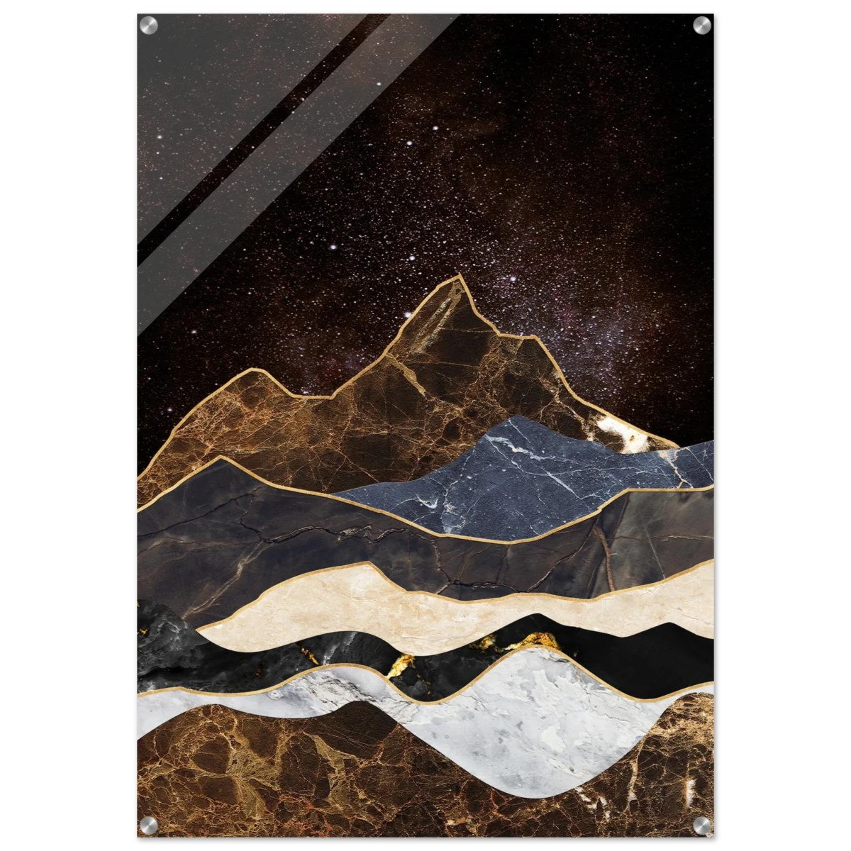 "Celestial Ridges" – Marbled Mountain Majesty | Wall Art Print - Acrylic Print - 70x100 cm / 28x40″ -