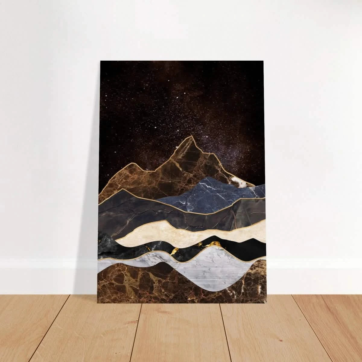"Celestial Ridges" – Marbled Mountain Majesty | Wall Art Print - Brushed Aluminum Print - 70x100 cm / 28x40″ -