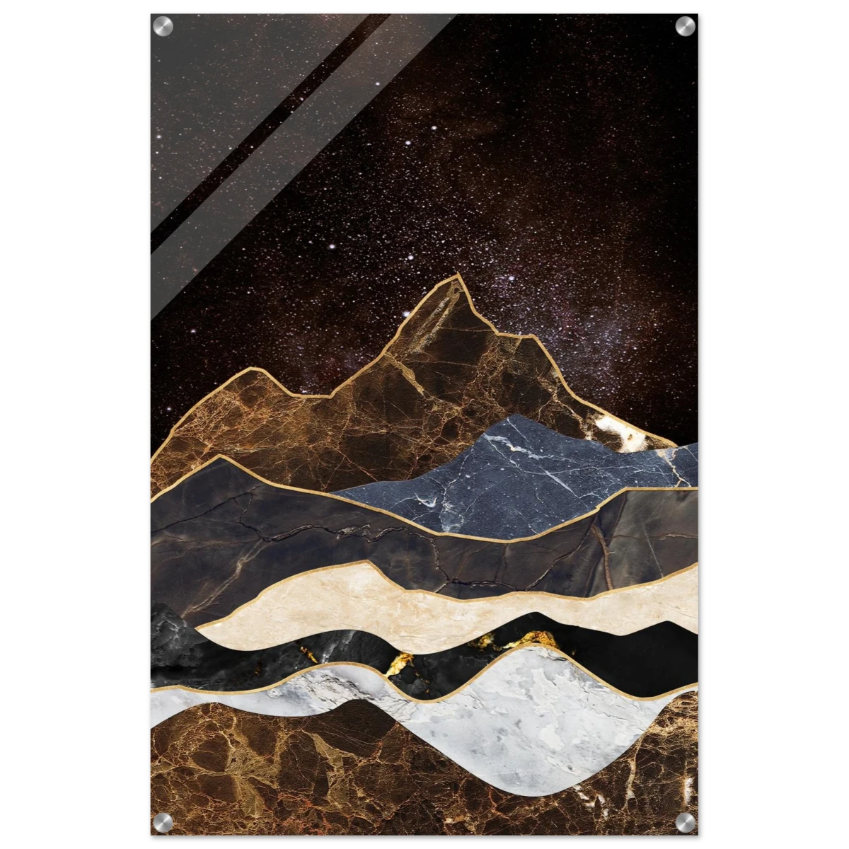 "Celestial Ridges" – Marbled Mountain Majesty | Wall Art Print - Acrylic Print - 60x90 cm / 24x36″ -