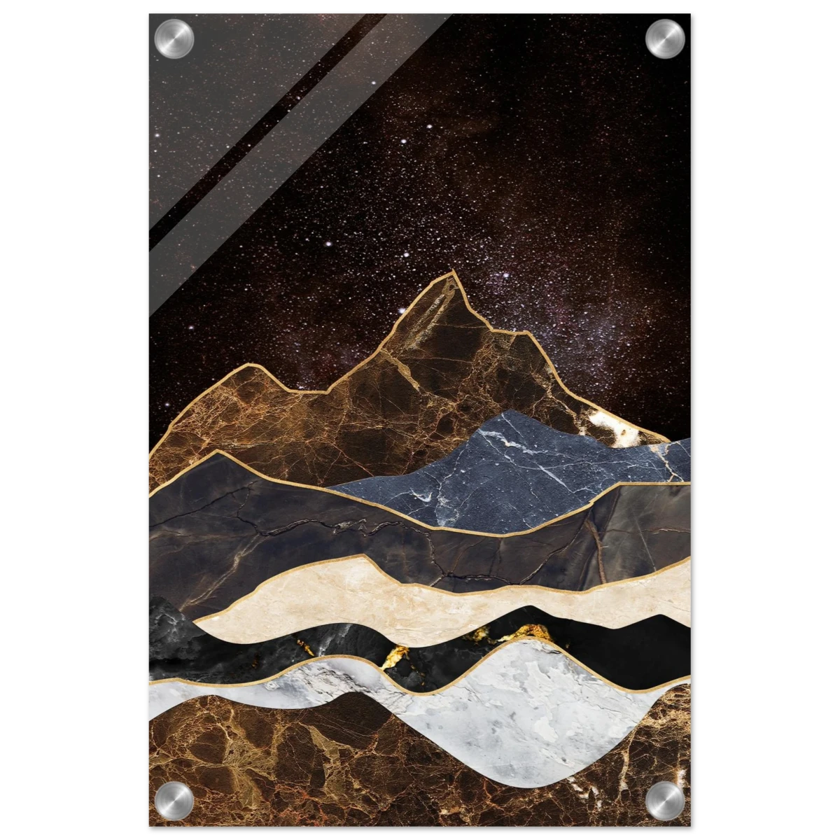 "Celestial Ridges" – Marbled Mountain Majesty | Wall Art Print - Acrylic Print - 30x45 cm / 12x18″ -