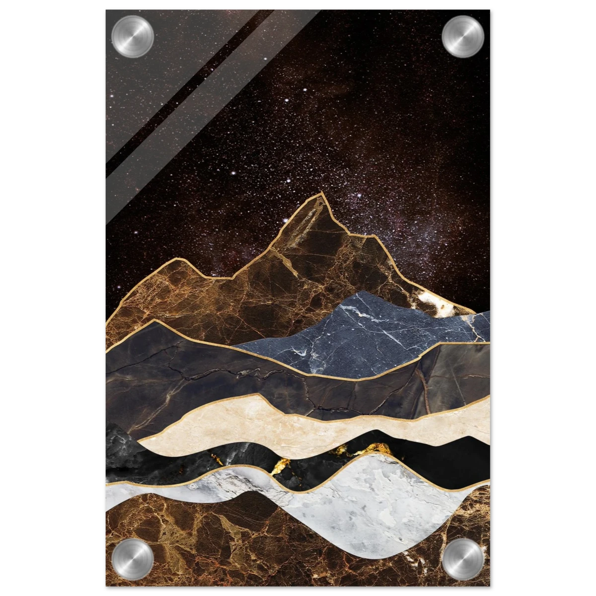 "Celestial Ridges" – Marbled Mountain Majesty | Wall Art Print - Acrylic Print - 20x30 cm / 8x12″ -