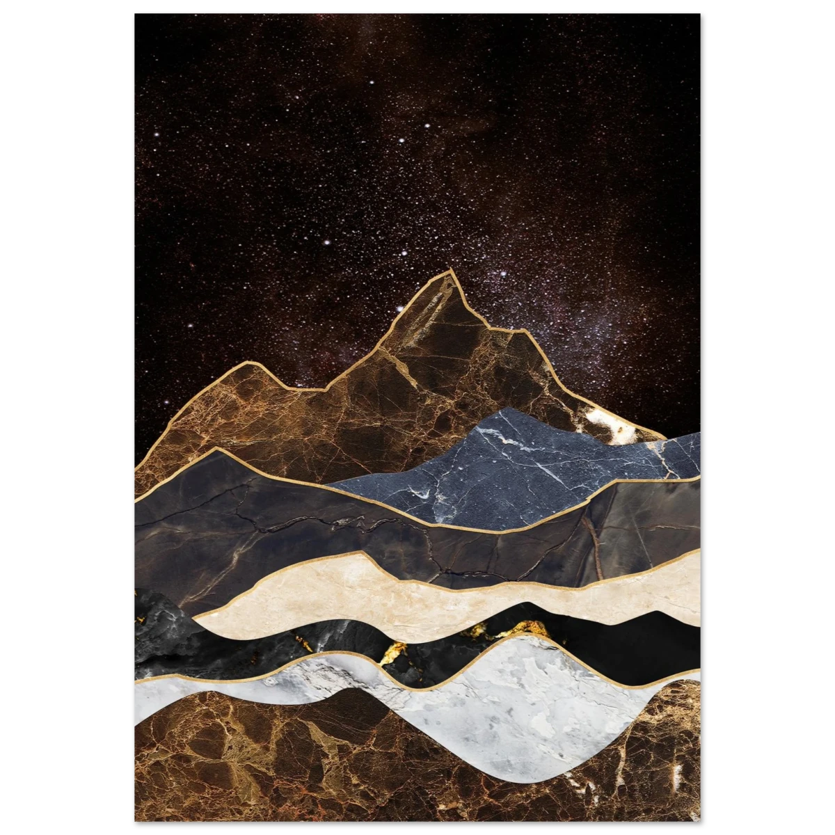 "Celestial Ridges" – Marbled Mountain Majesty | Wall Art Print - Fine Art Poster - 70x100 cm / 28x40″ -