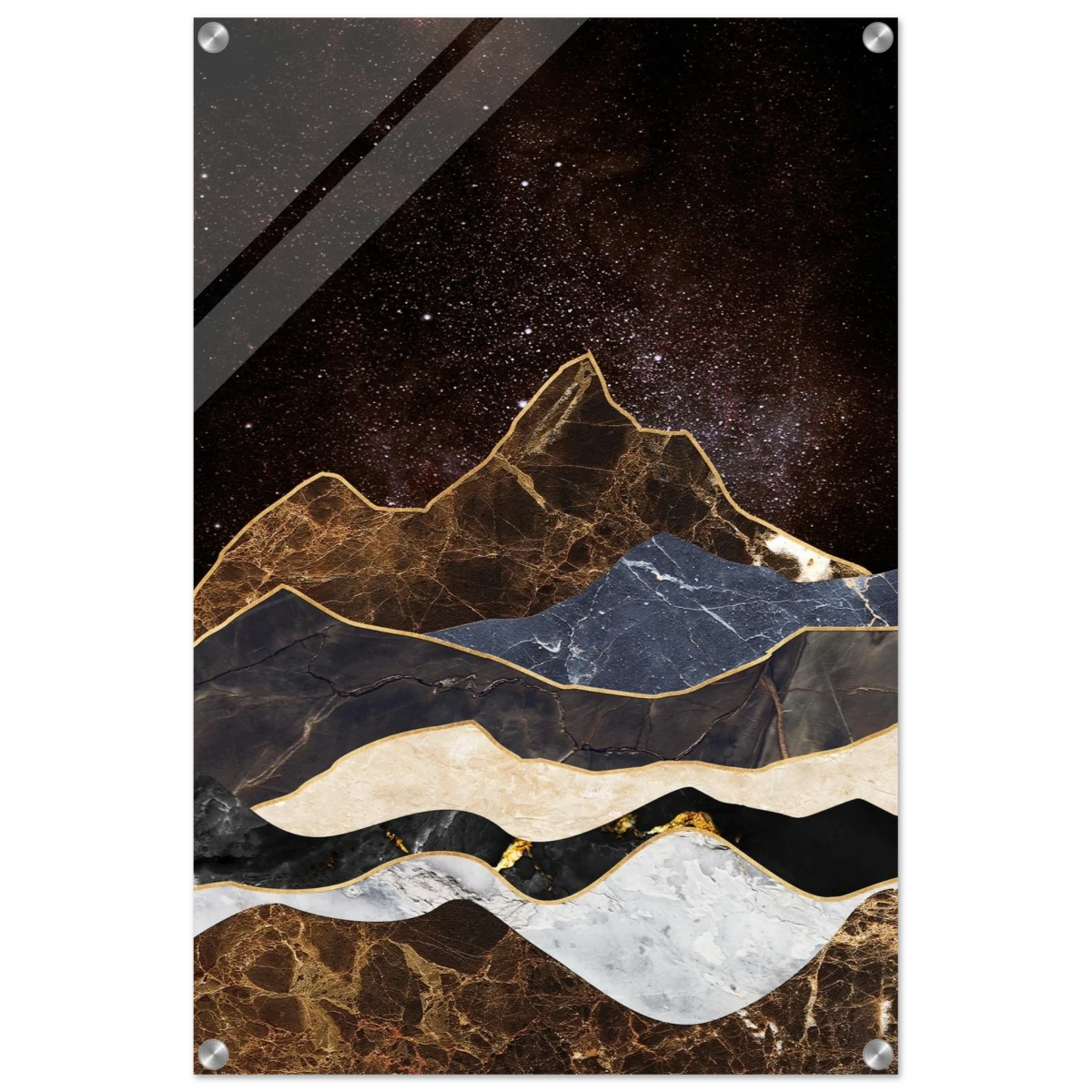 "Celestial Ridges" – Marbled Mountain Majesty | Wall Art Print - Acrylic Print - 50x75 cm / 20x30″ -