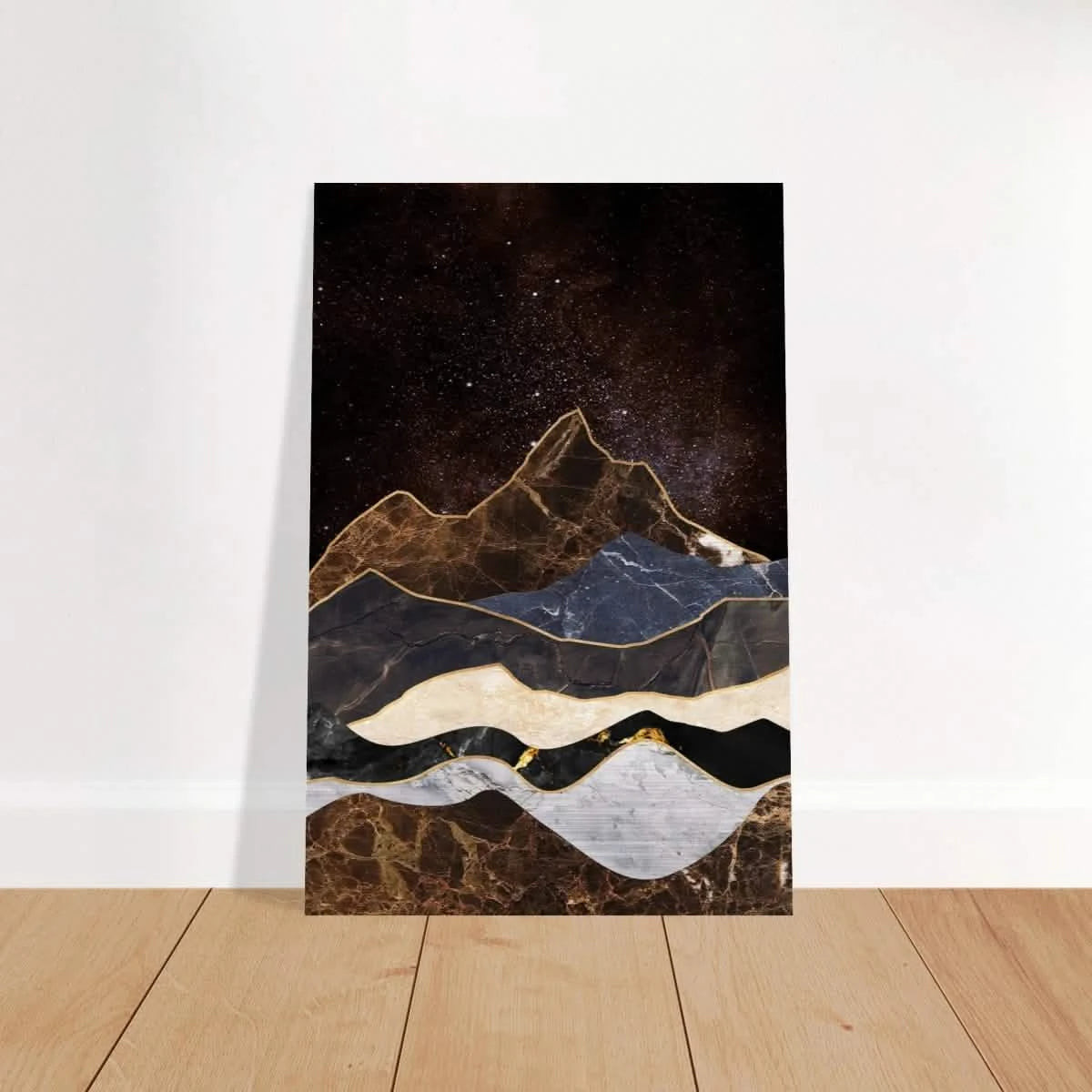 "Celestial Ridges" – Marbled Mountain Majesty | Wall Art Print - Brushed Aluminum Print - 20x30 cm / 8x12″ -