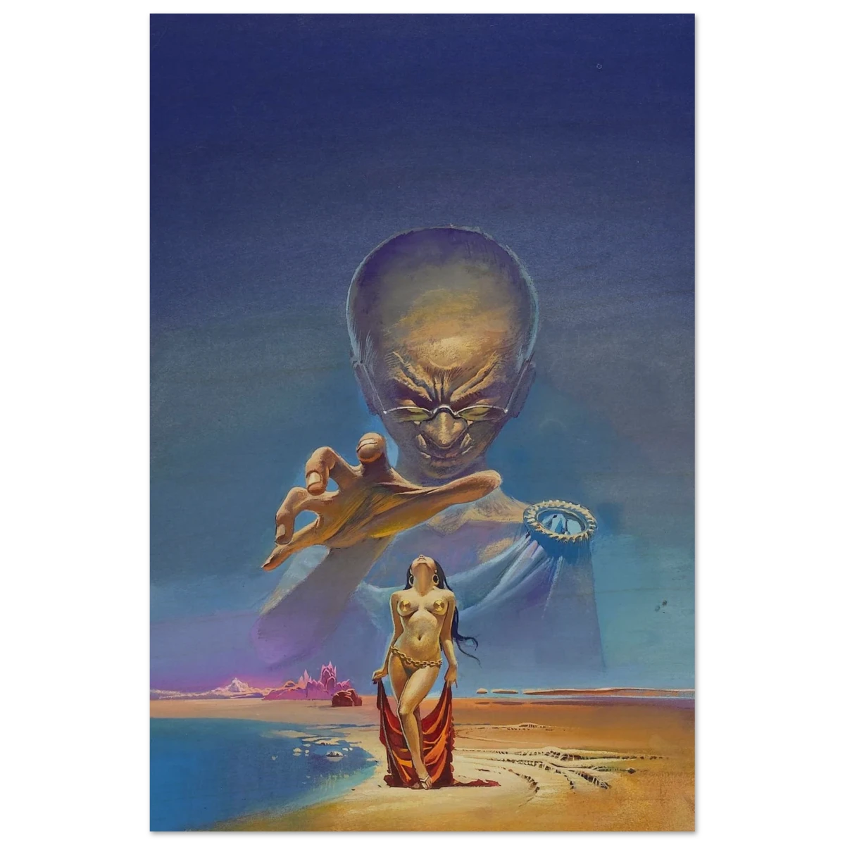 "Celestial Seduction" – Surreal Retro Sci - Fi Fantasy | Vintage Wall Art Print - Wood Prints - 20x30 cm / 8x12″ -