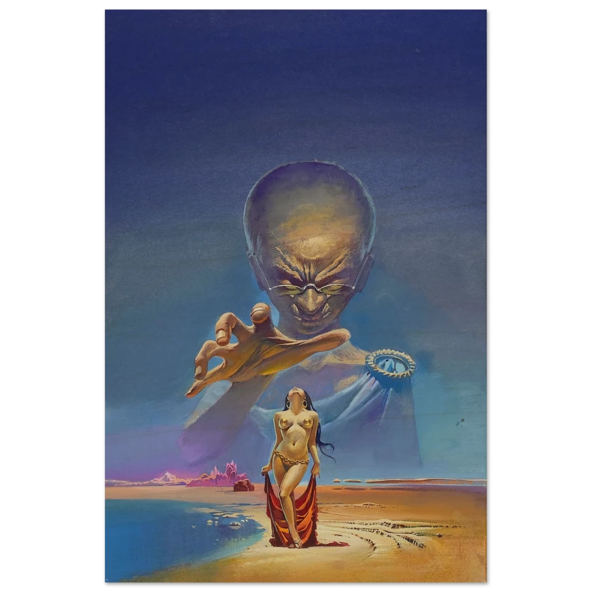 "Celestial Seduction" – Surreal Retro Sci - Fi Fantasy | Vintage Wall Art Print - Wood Prints - 50x75 cm / 20x30″ -