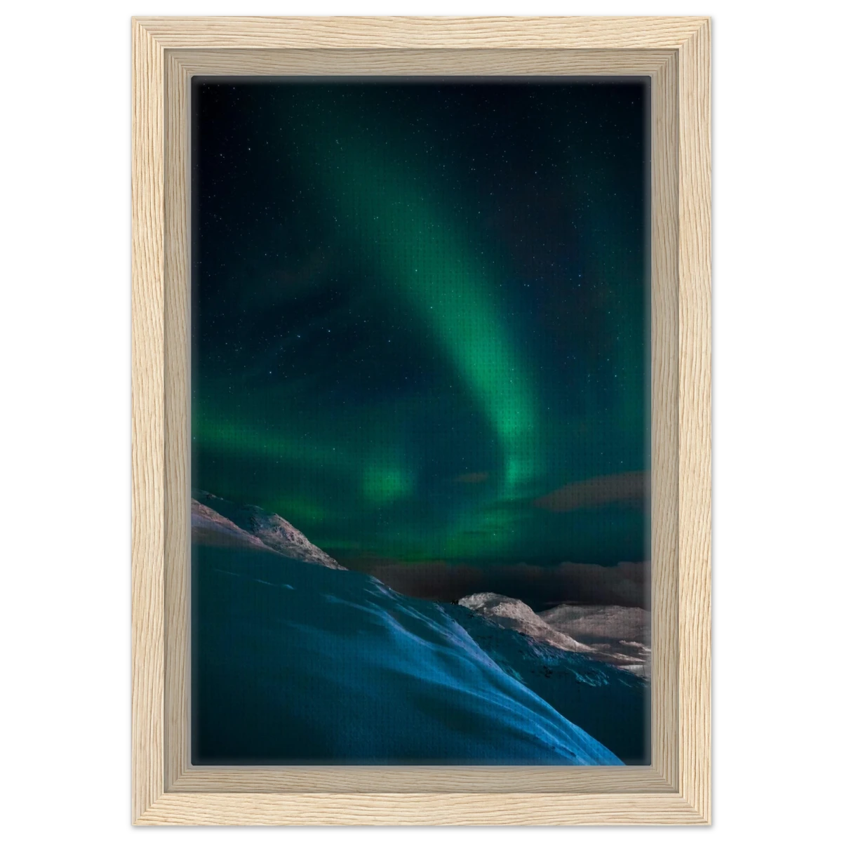 "Celestial Veil" – Dancing Lights Over Arctic Silence Fine Art Photography | Northern Lights Wall Art Print - Framed Canvas - 20x30 cm / 8x12″ - Wood frame