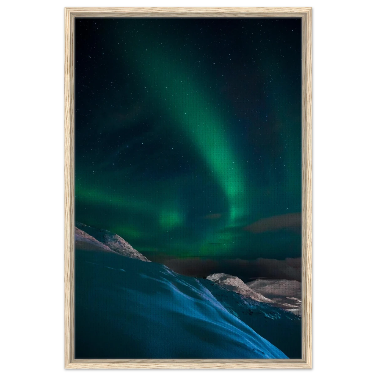 "Celestial Veil" – Dancing Lights Over Arctic Silence Fine Art Photography | Northern Lights Wall Art Print - Framed Canvas - 60x90 cm / 24x36″ - Wood frame