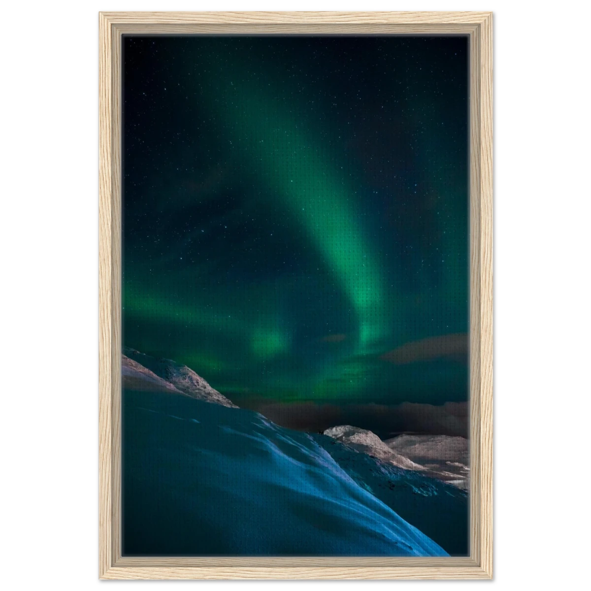 "Celestial Veil" – Dancing Lights Over Arctic Silence Fine Art Photography | Northern Lights Wall Art Print - Framed Canvas - 40x60 cm / 16x24″ - Wood frame