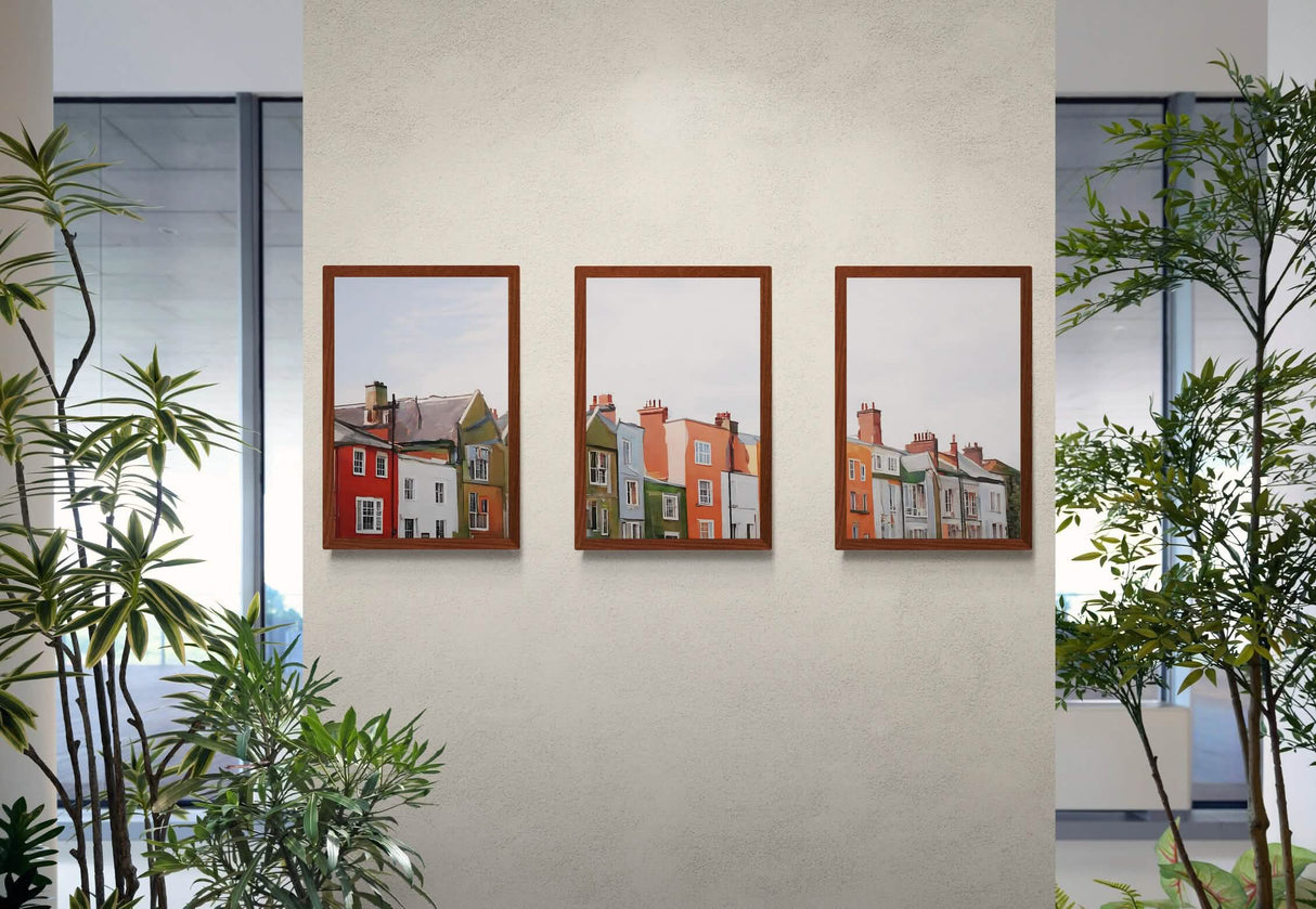 Charming Streetscape Trio – Set of 3 Wall Art Prints | Canvas & Framed Canvas Options - Framed Canvas - 40X60 CM / 16X24″ - Dark wood frame