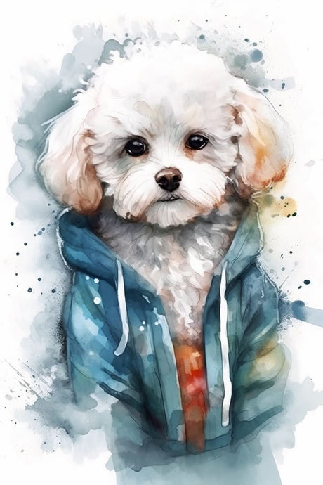 Charming Trio: Watercolor Maltese Puppy - Canvas - 30X45 CM / 12X18″ -
