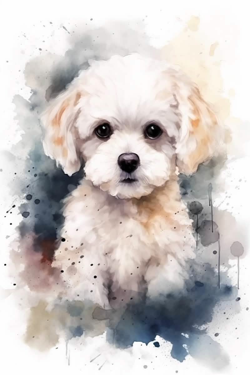 Charming Trio: Watercolor Maltese Puppy - Canvas - 30X45 CM / 12X18″ -