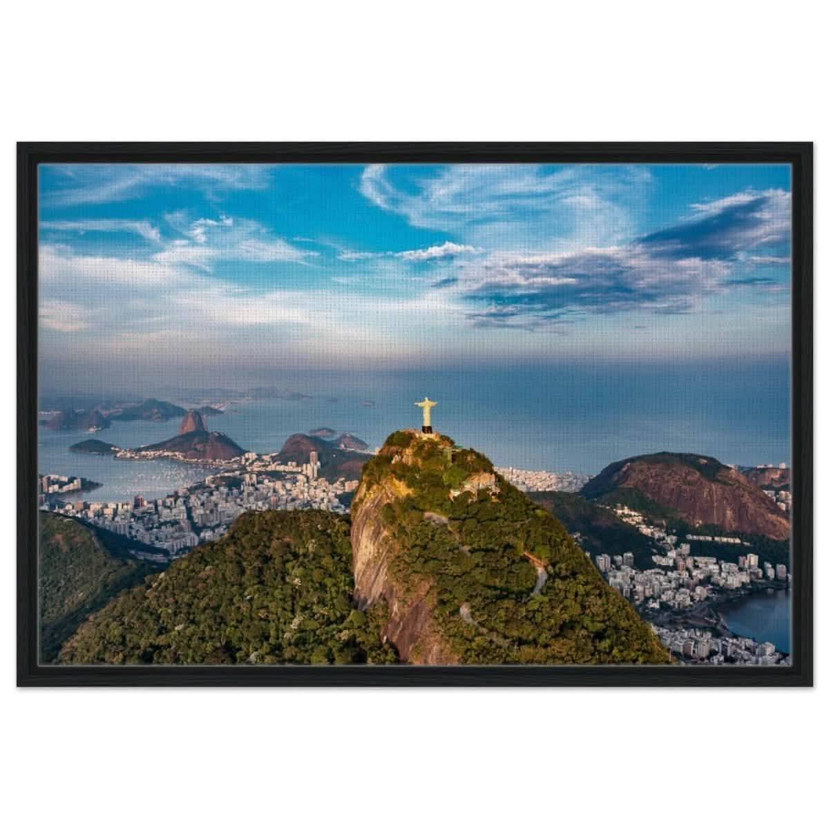 Christ the Redeemer – Guardian of Rio | Wall art print - 60x90 cm / 24x36″ - Framed Canvas - Black frame