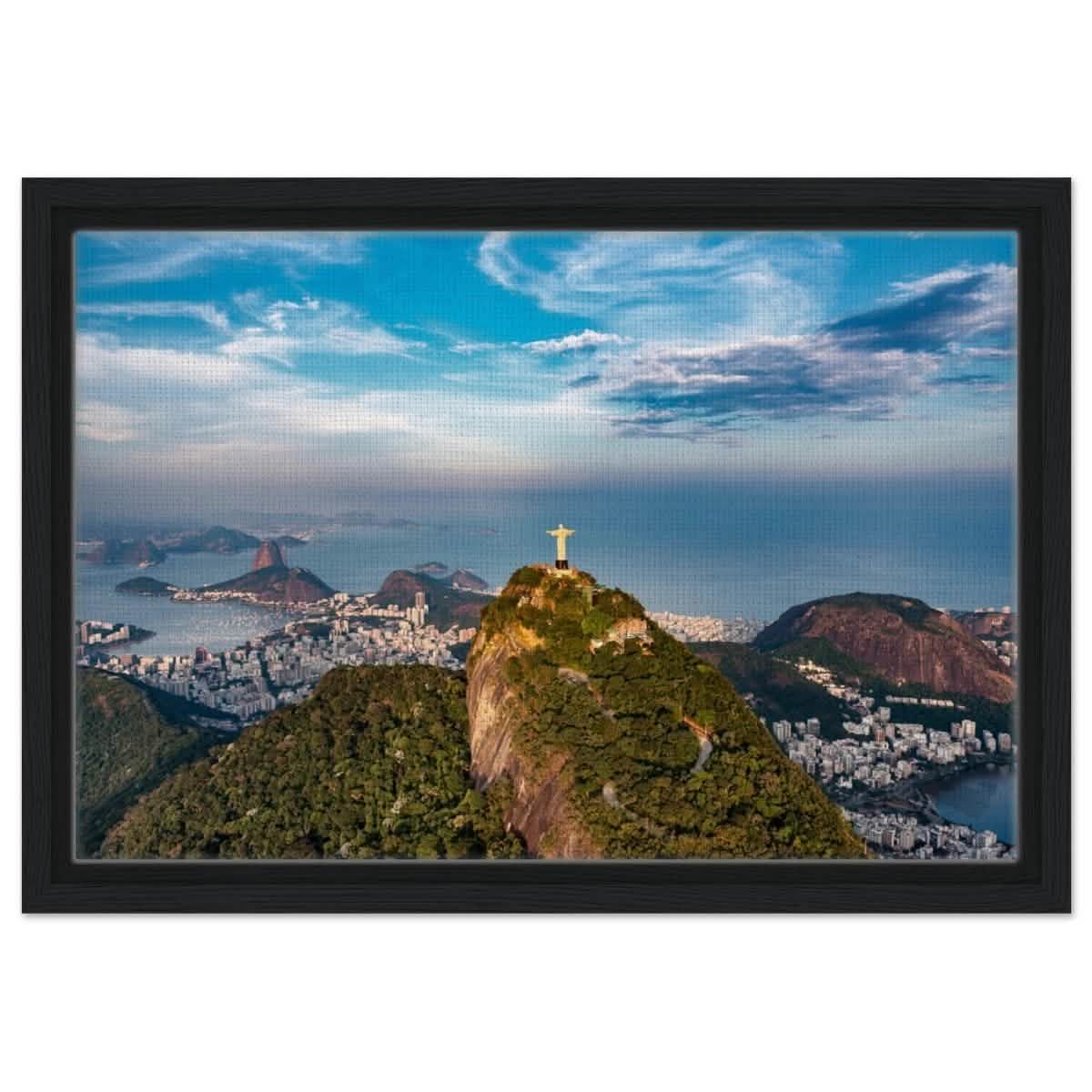 Christ the Redeemer – Guardian of Rio | Wall art print - 30x45 cm / 12x18″ - Framed Canvas - Black frame