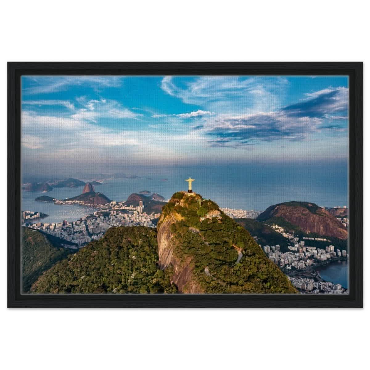 Christ the Redeemer – Guardian of Rio | Wall art print - 40x60 cm / 16x24″ - Framed Canvas - Black frame