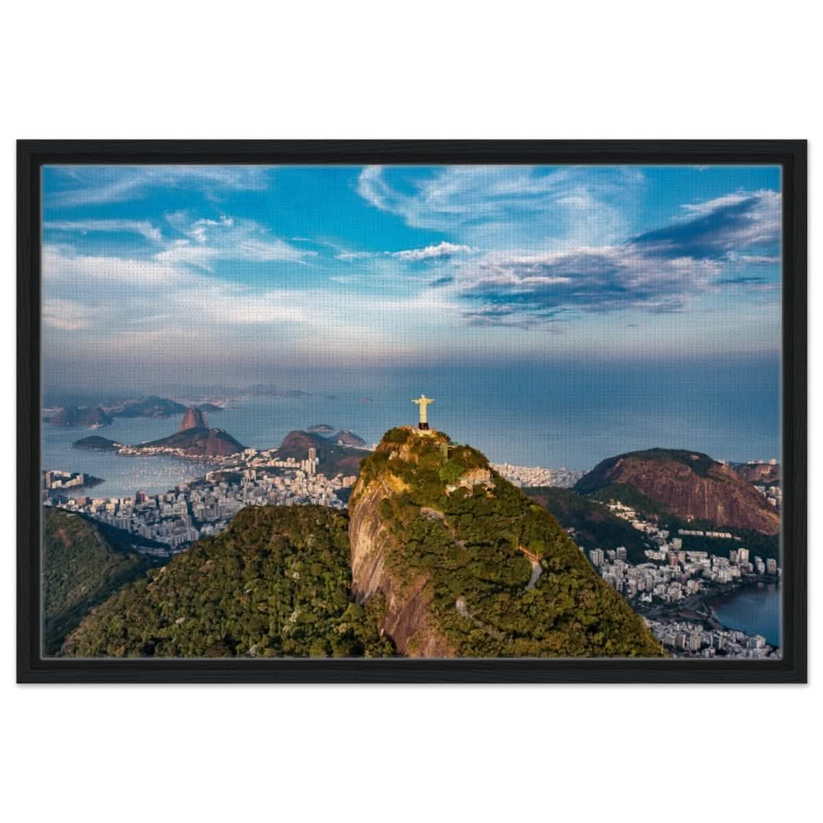Christ the Redeemer – Guardian of Rio | Wall art print - 50x75 cm / 20x30″ - Framed Canvas - Black frame