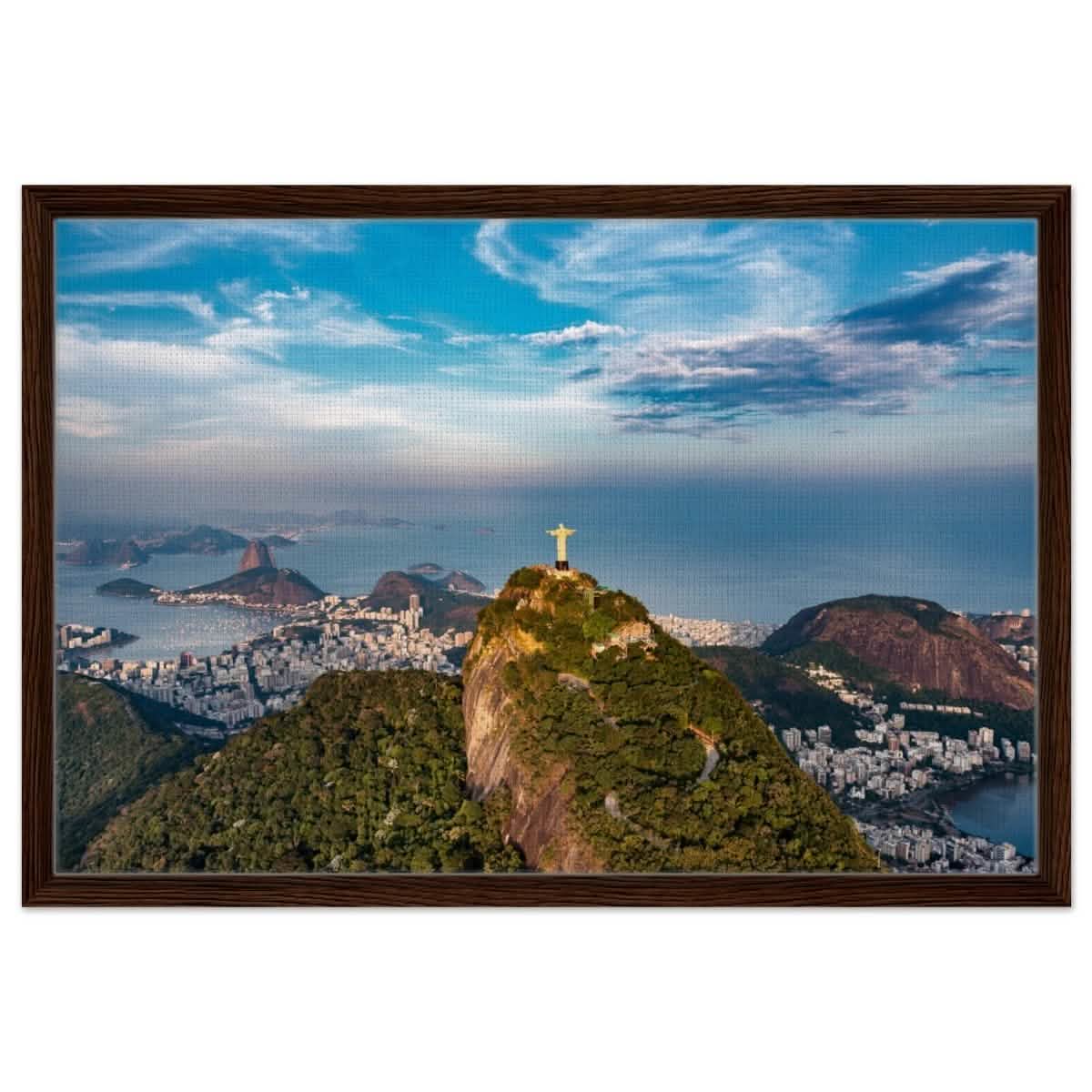 Christ the Redeemer – Guardian of Rio | Wall art print - 50x75 cm / 20x30″ - Framed Canvas - Dark wood frame