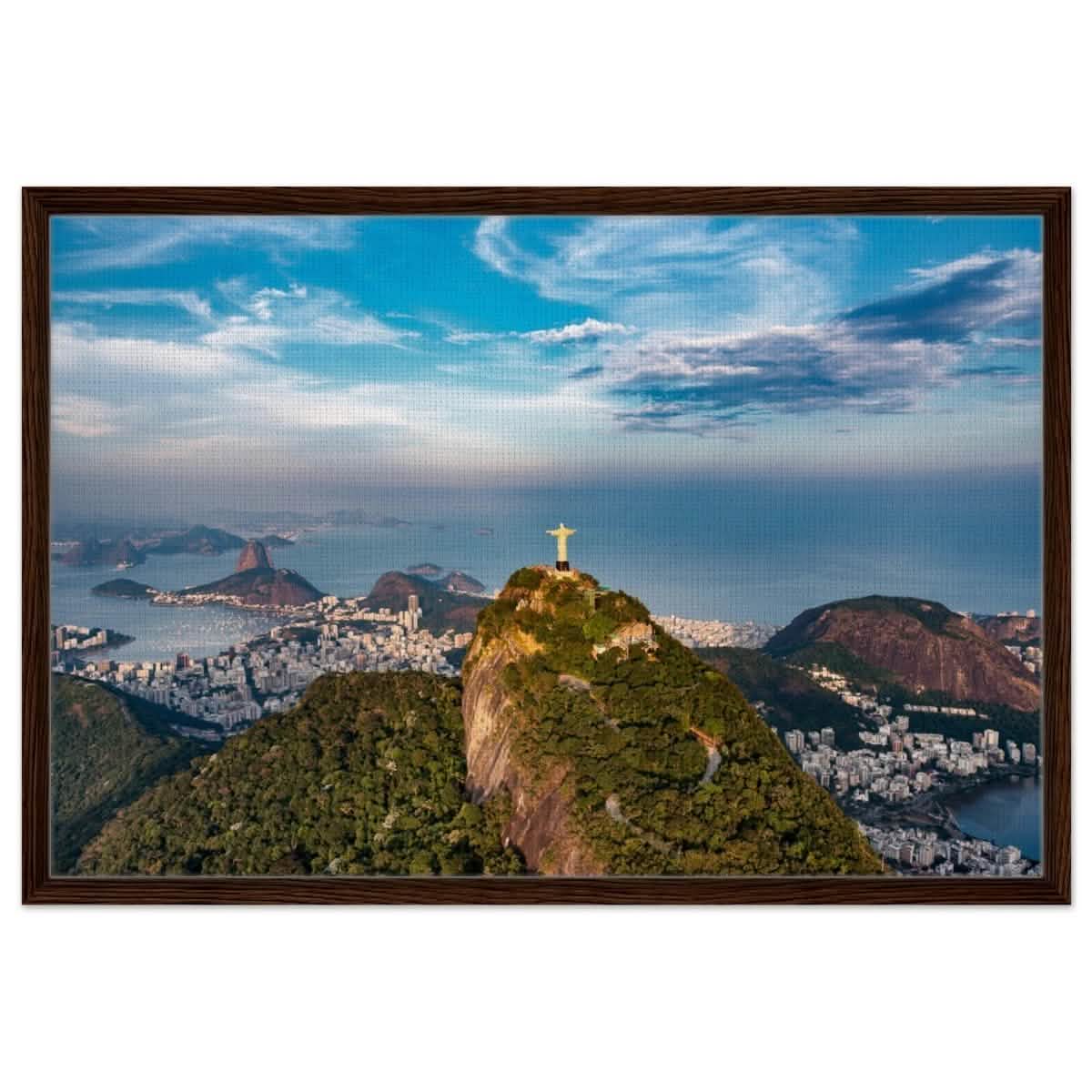 Christ the Redeemer – Guardian of Rio | Wall art print - 60x90 cm / 24x36″ - Framed Canvas - Dark wood frame