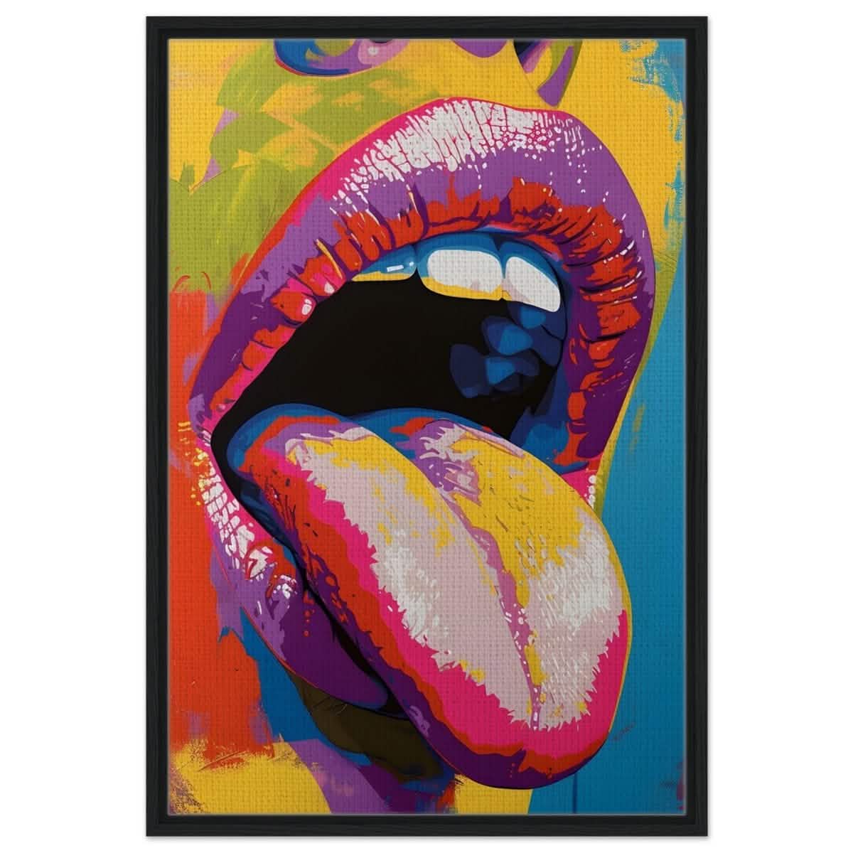 Chromatic Expression | Pop Art Portrait wall art print - Framed Canvas - 60x90 cm / 24x36″ - Black frame