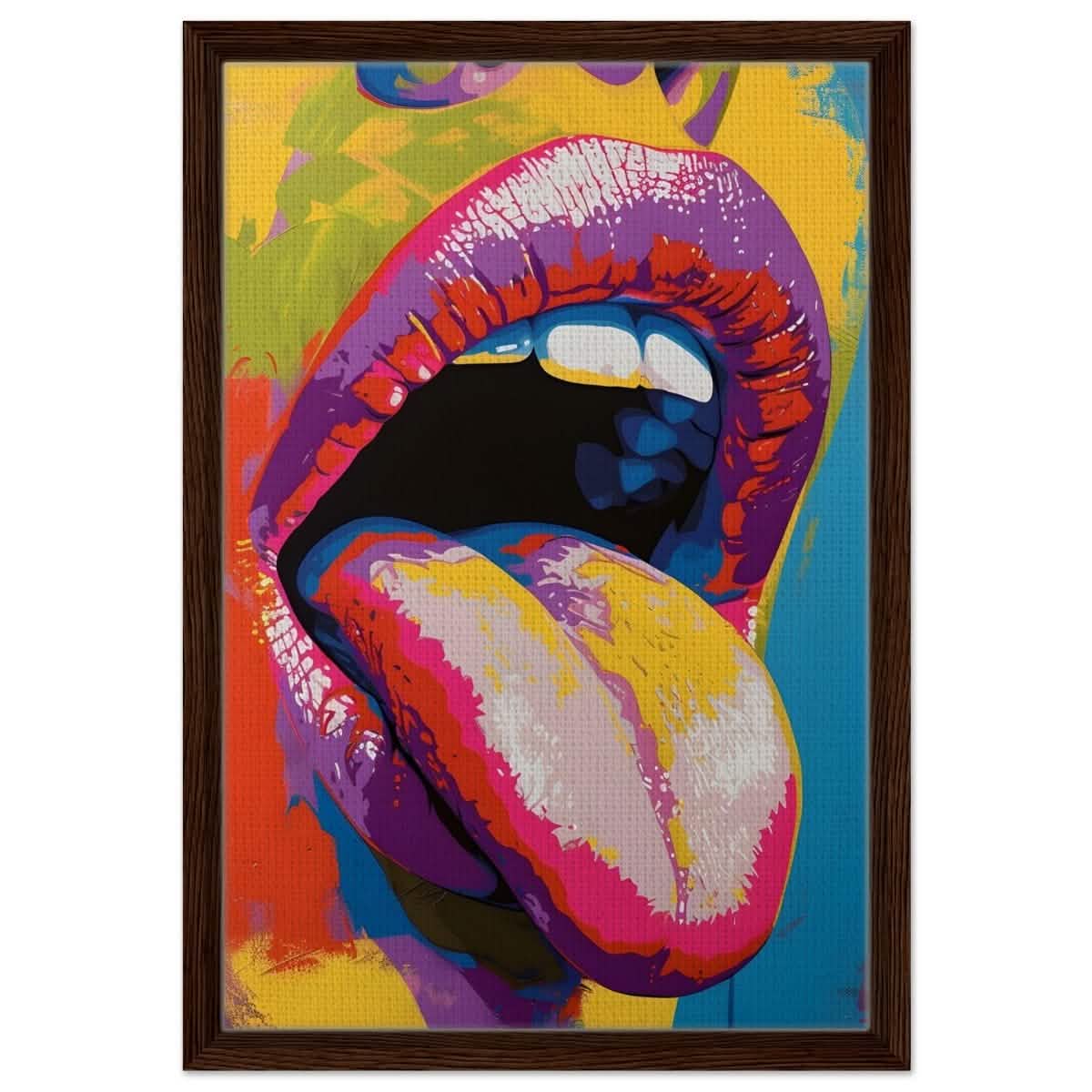 Chromatic Expression | Pop Art Portrait wall art print - Framed Canvas - 40x60 cm / 16x24″ - Dark wood frame