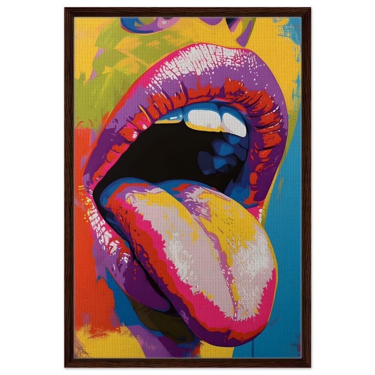 Chromatic Expression | Pop Art Portrait wall art print - Framed Canvas - 60x90 cm / 24x36″ - Dark wood frame