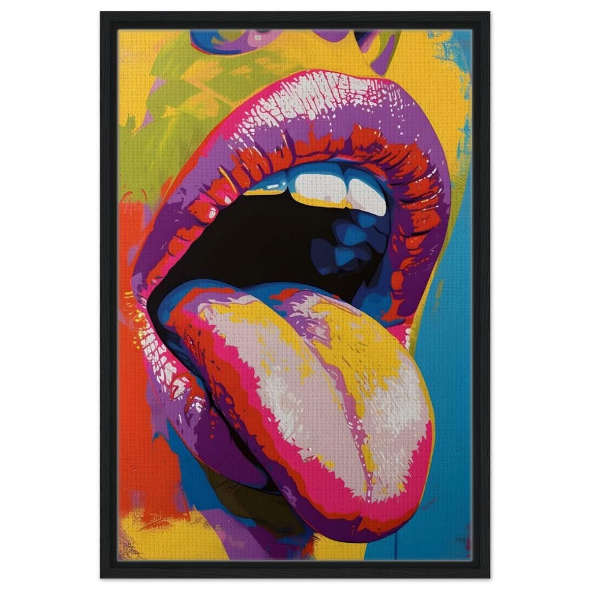 Chromatic Expression | Pop Art Portrait wall art print - Framed Canvas - 50x75 cm / 20x30″ - Black frame