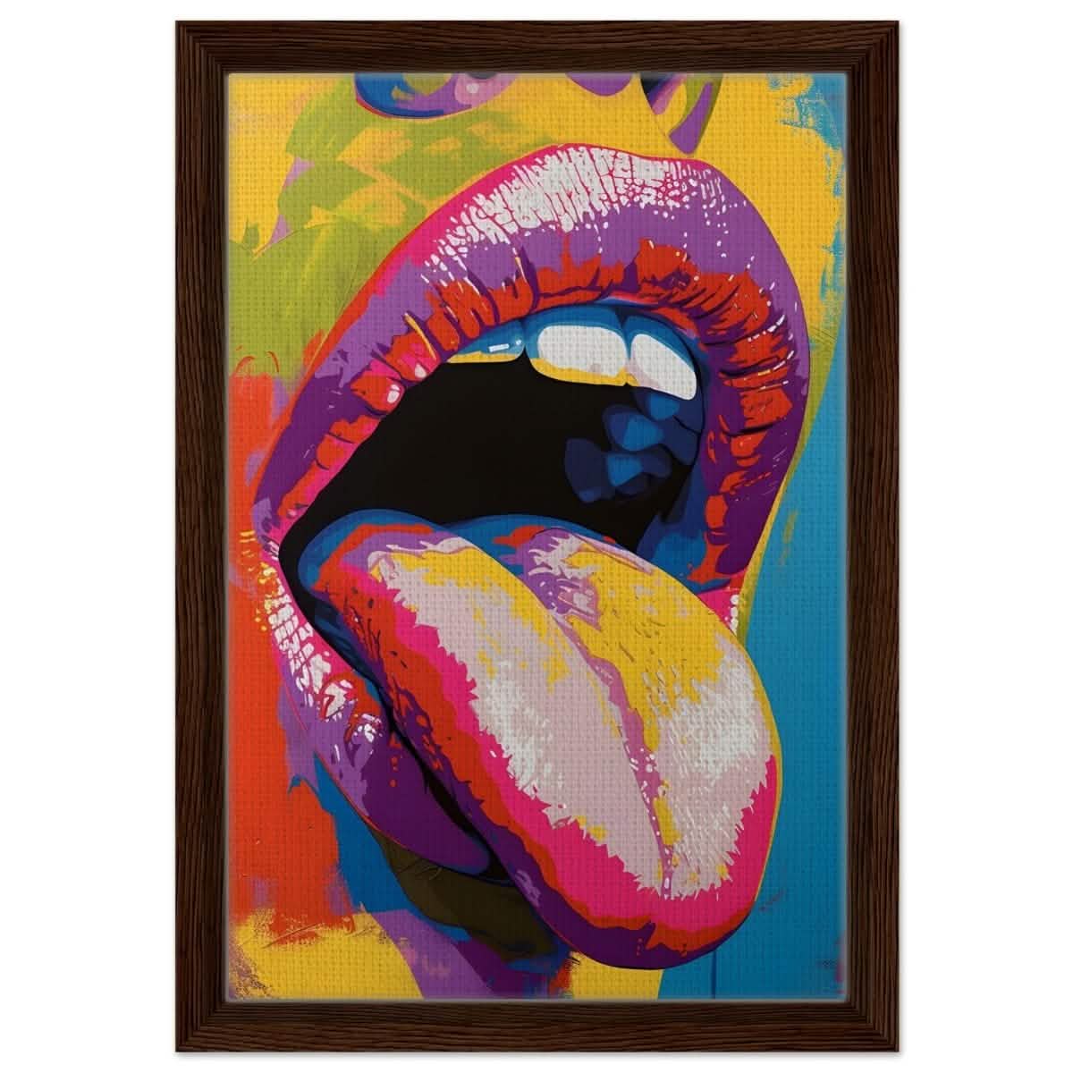 Chromatic Expression | Pop Art Portrait wall art print - Framed Canvas - 30x45 cm / 12x18″ - Dark wood frame