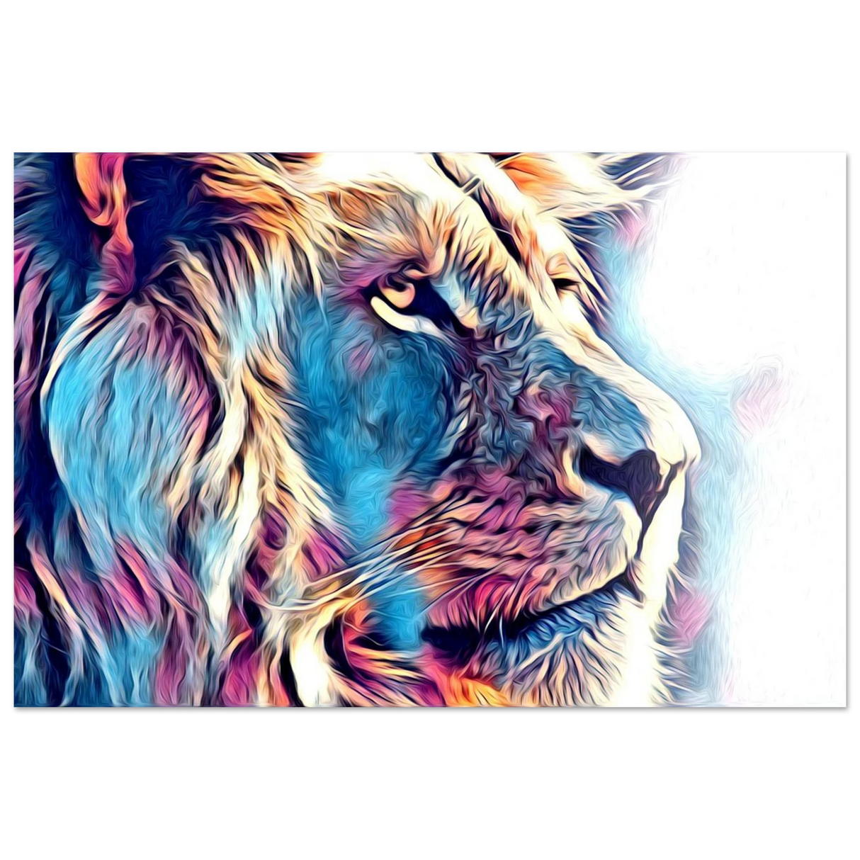 Chromatic King – Vibrant Abstract Lion Wall Art Print - Fine Art Poster - 40x60 cm / 16x24″ -
