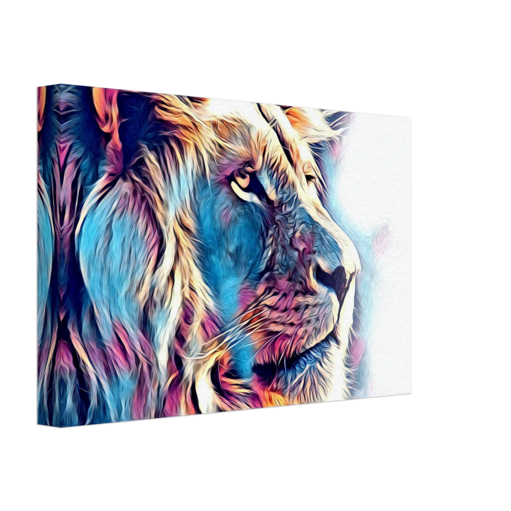 Chromatic King – Vibrant Abstract Lion Wall Art Print - Canvas - 20x30 cm / 8x12″ -