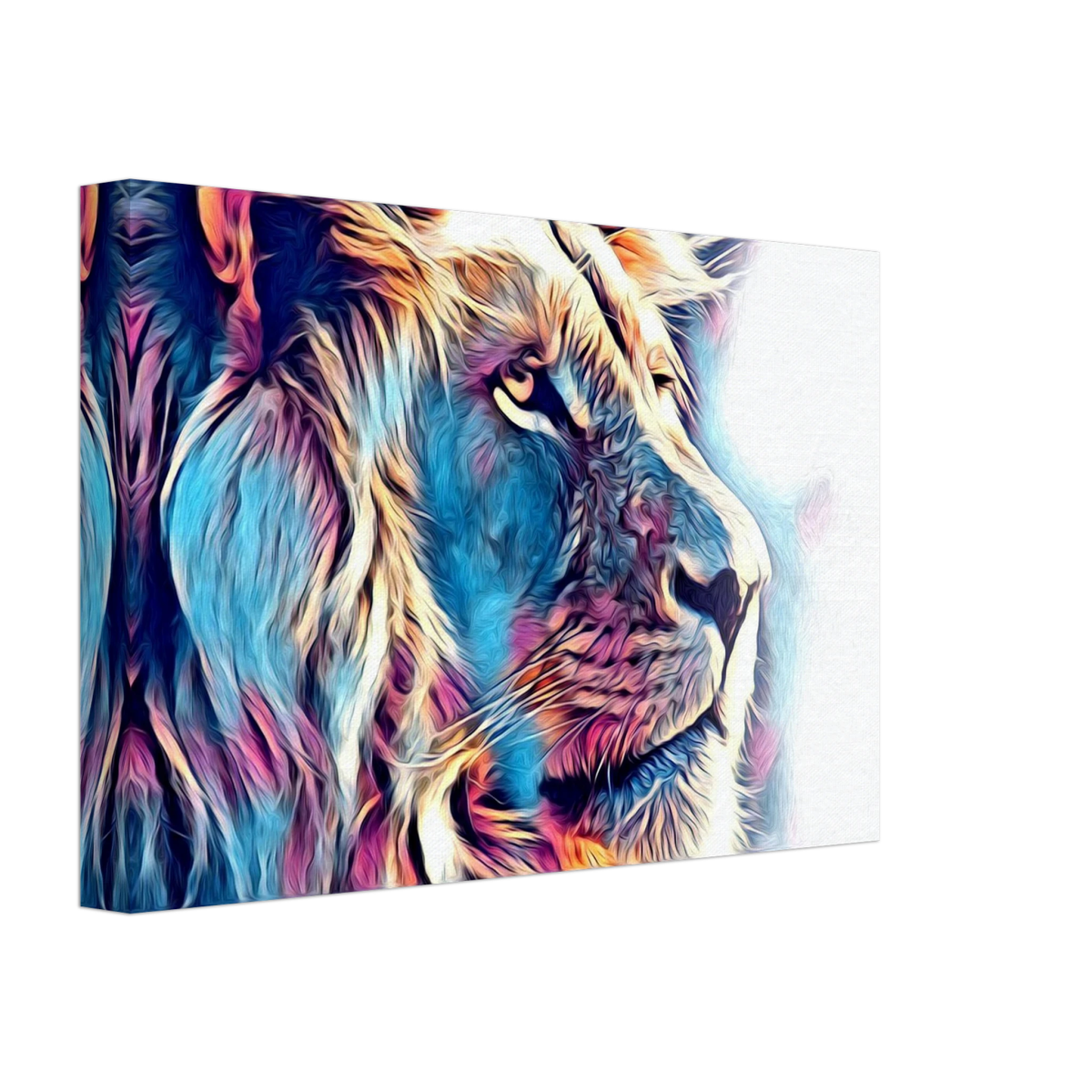 Chromatic King – Vibrant Abstract Lion Wall Art Print - Canvas - 20x30 cm / 8x12″ -