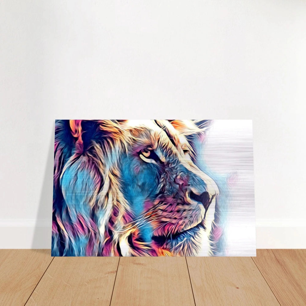 Chromatic King – Vibrant Abstract Lion Wall Art Print - Brushed Aluminum Print - 30x45 cm / 12x18″ -