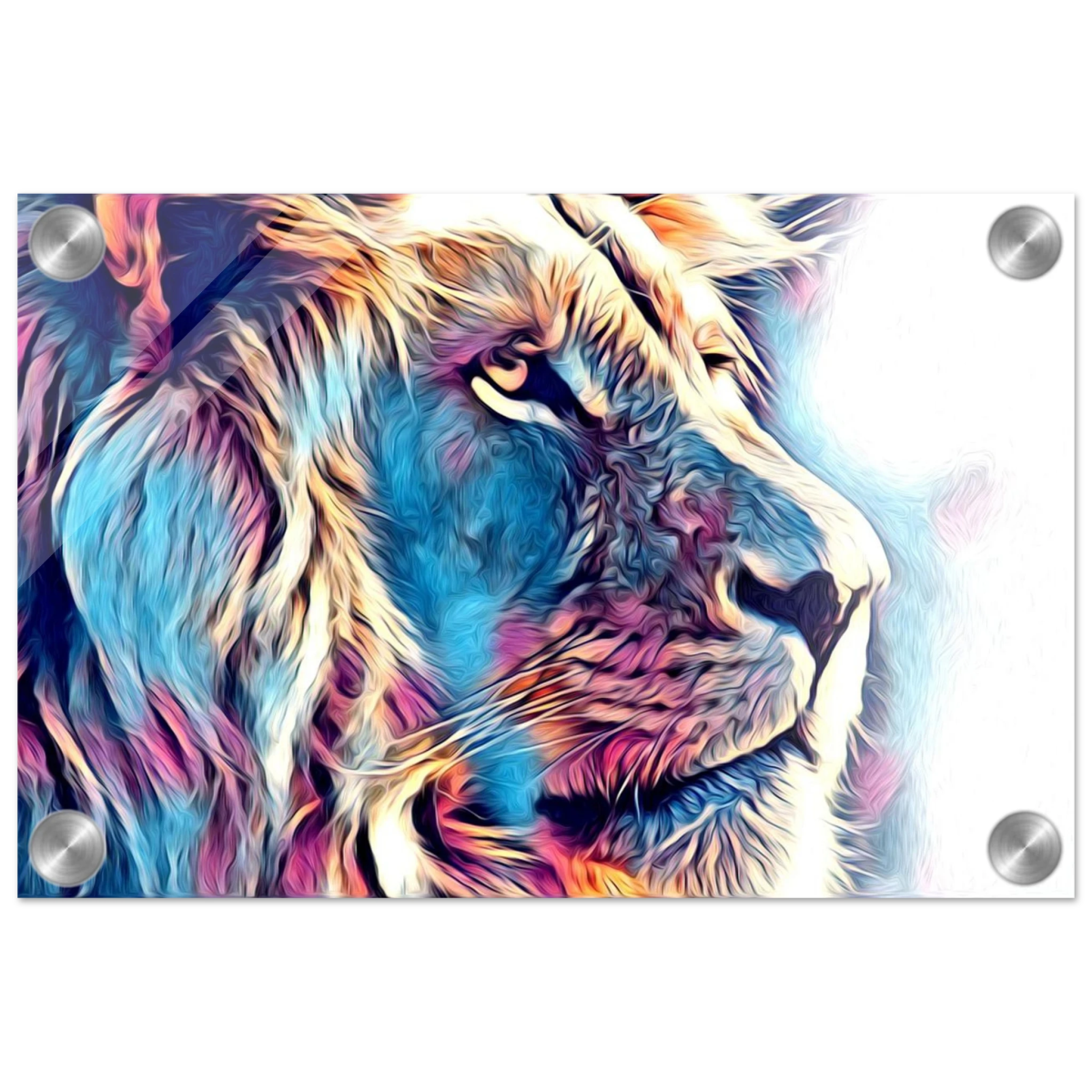 Chromatic King – Vibrant Abstract Lion Wall Art Print - Acrylic Print - 20x30 cm / 8x12″ -