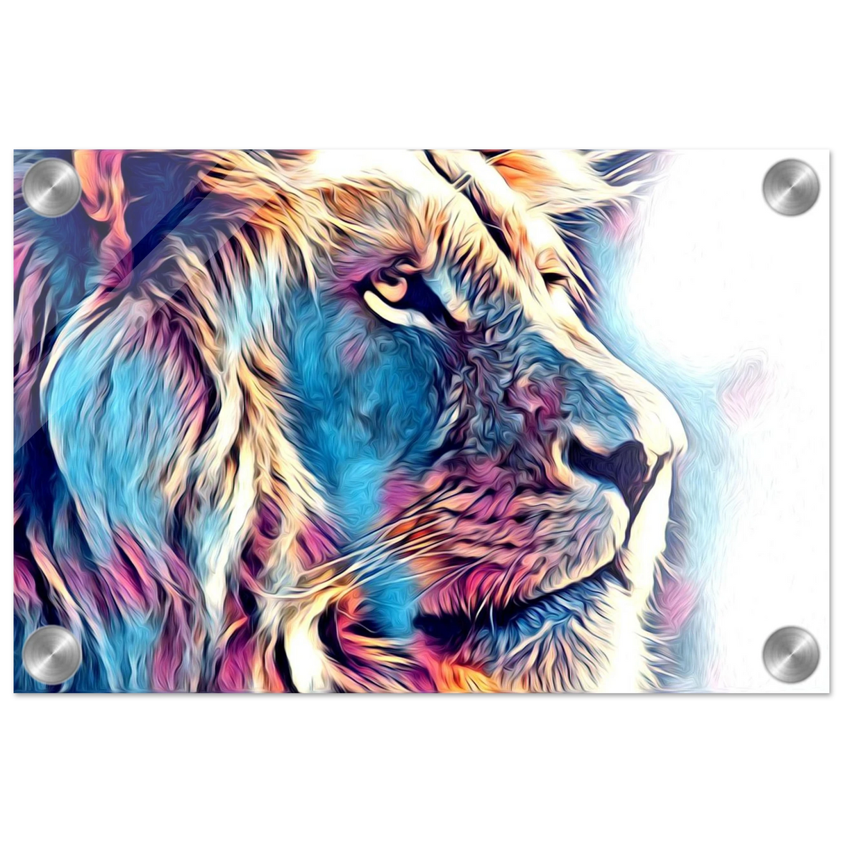Chromatic King – Vibrant Abstract Lion Wall Art Print - Acrylic Print - 20x30 cm / 8x12″ -