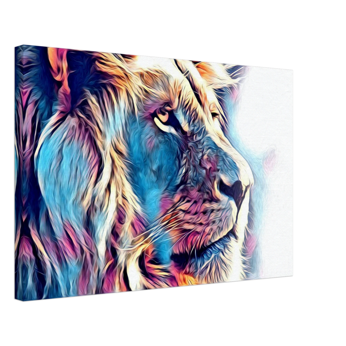 Chromatic King – Vibrant Abstract Lion Wall Art Print - Canvas - 40x60 cm / 16x24″ -