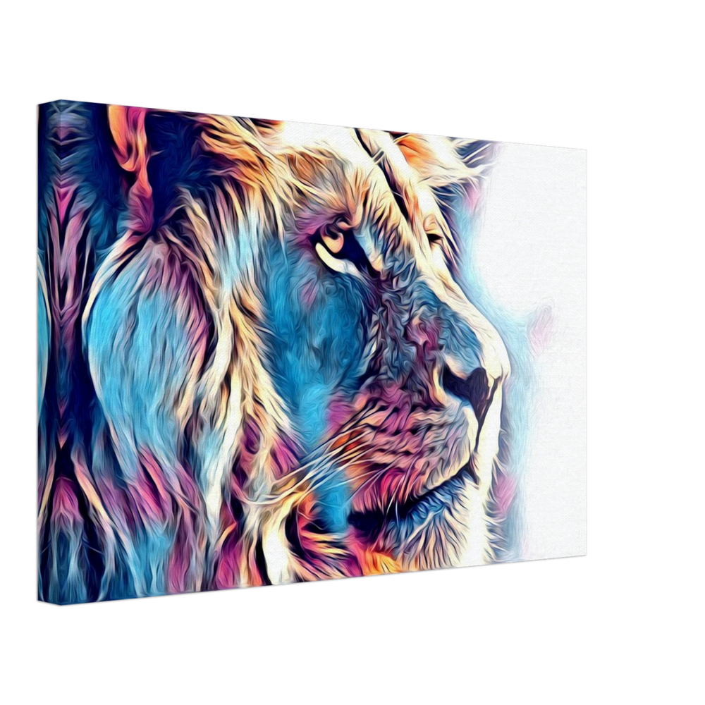 Chromatic King – Vibrant Abstract Lion Wall Art Print - Canvas - 30x45 cm / 12x18″ -