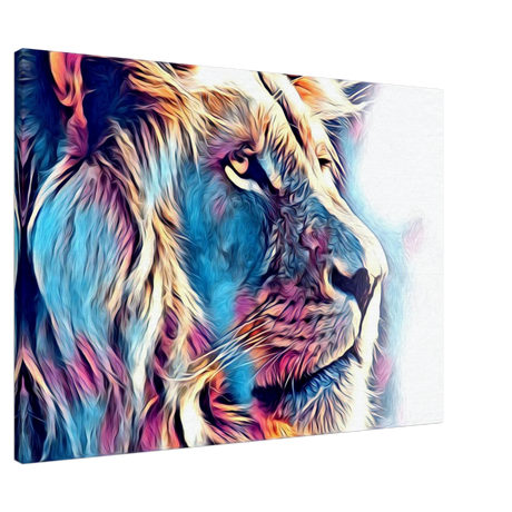 Chromatic King – Vibrant Abstract Lion Wall Art Print - Canvas - 70x100 cm / 28x40″ -