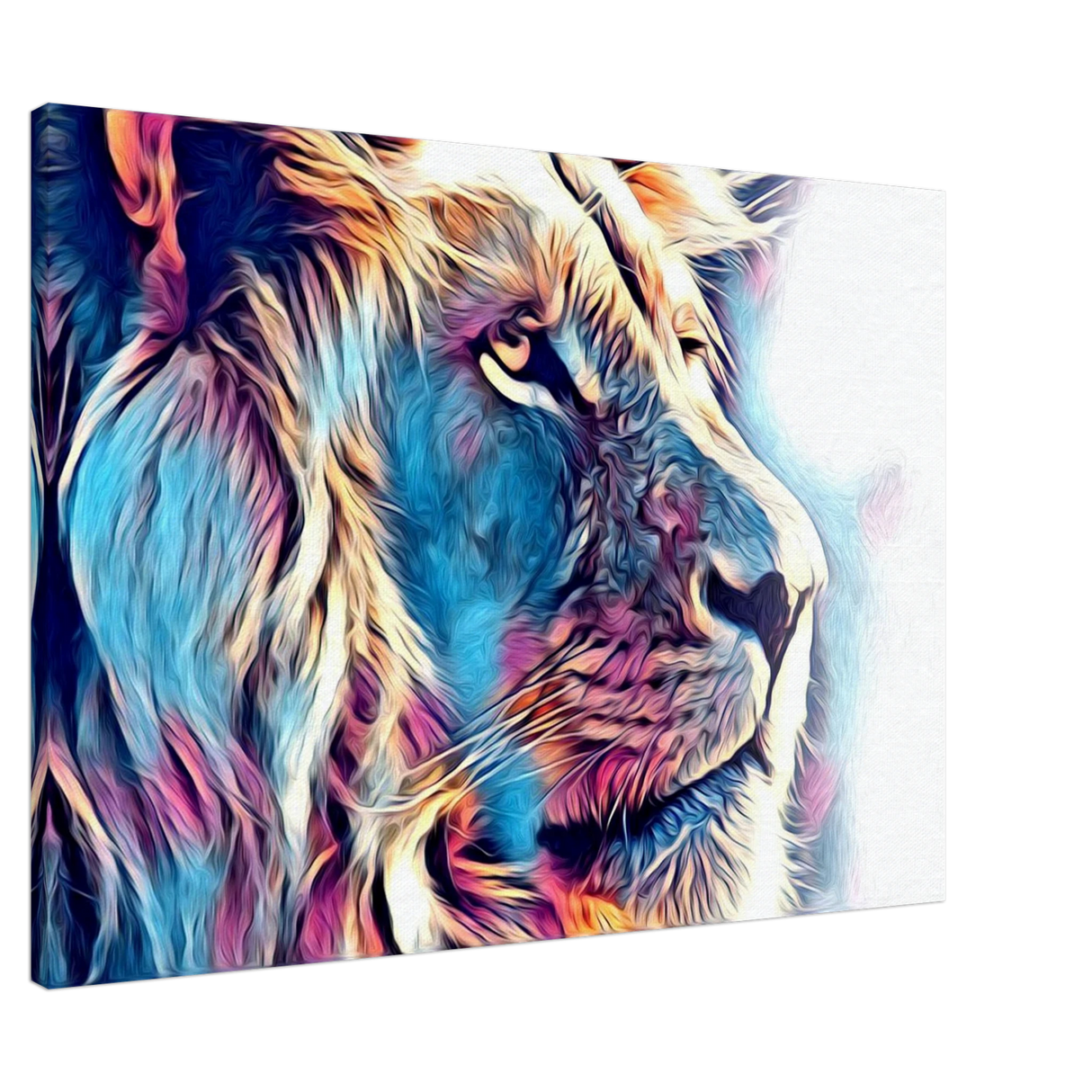 Chromatic King – Vibrant Abstract Lion Wall Art Print - Canvas - 70x100 cm / 28x40″ -